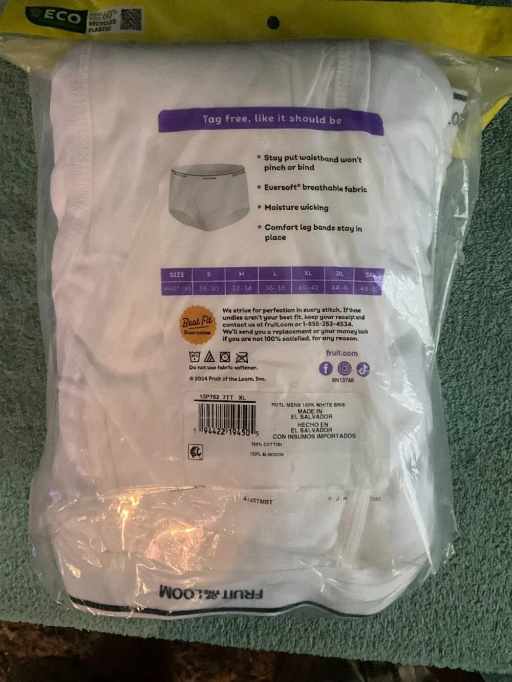 Men's Fruit of the Loom White Briefs